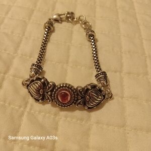 Brighton Silver Bracelet with Red Accent
